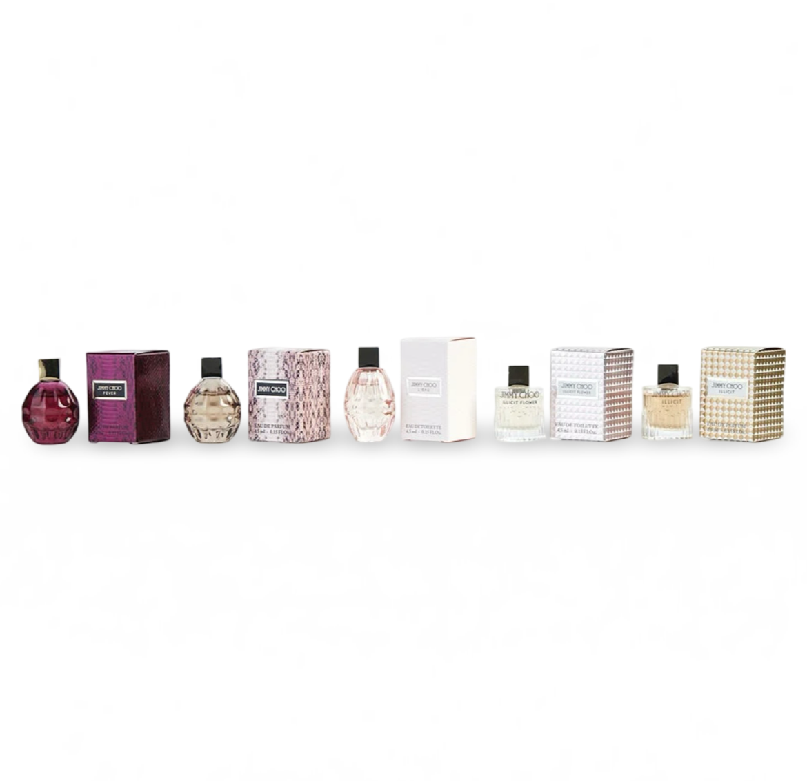 Jimmy Choo Mini Variety 5-Piece Gift Set for Women (Illicit, Illicit Flower, L'eau, Jimmy Choo, Fever)