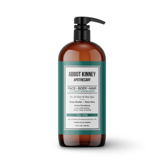 Abbot Kinney Apothecary Men's 3-in-1 Moisturizing Shampoo, Conditioner, and Body Wash, Tea Tree 32oz