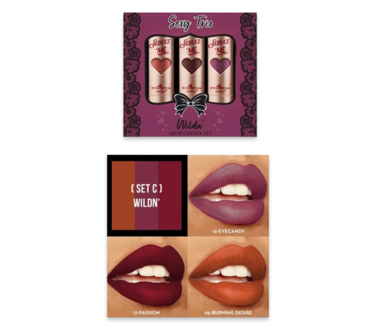 Italia Deluxe Sexy Trio Satin Lipstick Set – "Wildn'"